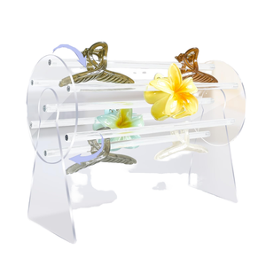 Acrylic Hair Accessories Holder 360-Degree Rotating Claw Clip Organizer Standing Clear Stand Eco-Friendly Five-Tier <b>Storage</b> Rack - Product Image 1
