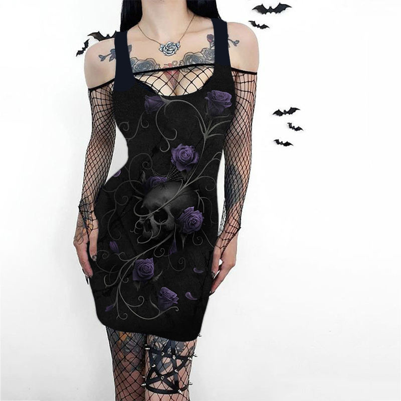 Skull Flower Print Costume