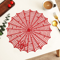 Set de table rond en PVC toile d'araignée Halloween, découpé ajouré, résistant à la chaleur et imperméable, pour décoration de table de fête d'Halloween
