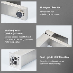 <span class=keywords><strong>Grifo</strong></span> de Lavabo Cuadrado de Acero Inoxidable 304 SANIVITAL, Monomando Mezclador de Agua Fría y Caliente <span class=keywords><strong>con</strong></span> Cartucho de Cerámica y Aireador - Product Image 3
