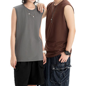 Débardeur unisexe ample en coton lourd 230g, style printemps-été, col étroit, épaules larges, logo personnalisable, couleur unie - Product Image 1