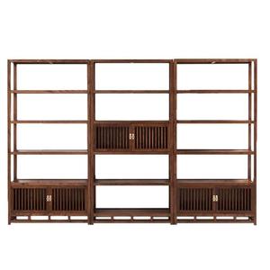 Étagère de présentation en bois massif de style chinois moderne avec éclairage LED, décoration intérieure - Product Image 5