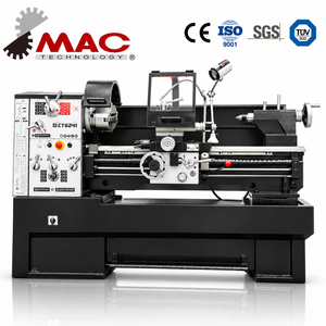 Tour à métaux manuel horizontal en acier, de qualité moyenne, robuste, en parfait état, avec moteur - Product Image 1