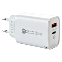 C018 65W Chargeur de téléphone portable à charge rapide 65W, double port Type-C et USB-A, chargeur standard européen