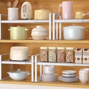 Kitchen Storage Rack Cabinet Tiered Organizer Extendable Shelf For Cookware Storage Multi Function 8-11.9in Depth - Product Image 1