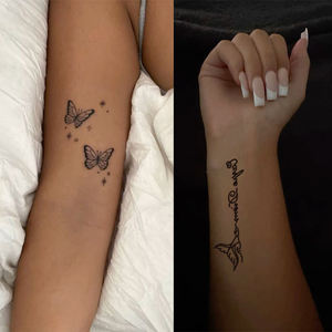 Set di 30 Adesivi per <span class=keywords><strong>Tatuaggi</strong></span> Temporanei per Donne, Cuore Nero/Farfalla/Floreale e Celeste, Impermeabili, <span class=keywords><strong>Tatuaggi</strong></span> Finti - Product Image 5