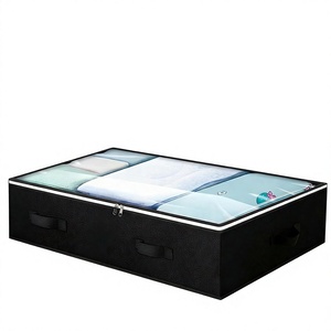Bolsas de Almacenamiento para Debajo de la Cama y del Sofá con Asas Resistentes y Ventana Transparente, Diseño Rectangular, Hechas en China (Negras) - Product Image 1
