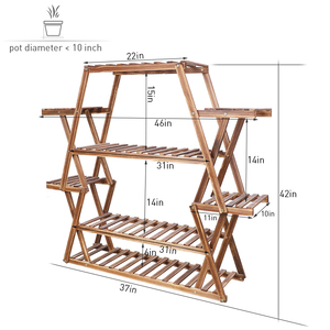 Support de plante <span class=keywords><strong>en</strong></span> <span class=keywords><strong>bois</strong></span> Pots de fleurs organisateur support de support intérieur extérieur - Product Image 2