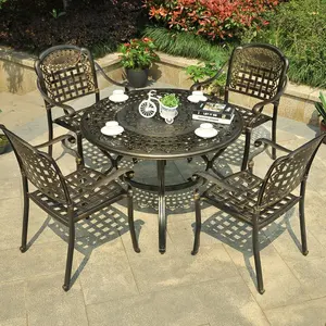 Made in China outdoor courtyard park garden Sun room leisure place Cast aluminum table and chair outdoor furniture set