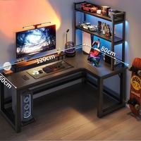 Bureau de jeu en forme de L |   Minimalisme moderne en fibre de carbone noire |   Ordinateur d'angle robuste, résistant à la saleté, grande capacité, pour une personne