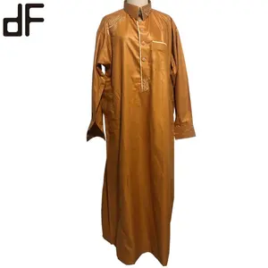 OEM High Quality Men's Islamic Clothing Turkey Aabaya Designs Dubai Abaya Embroidery Robe Jubba Arabic Thobe Al Haramain Thobe