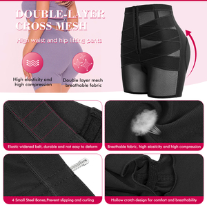 Women Velform High Waisted Criss Cross Shaper Scrunch Butt Lifter Shorts Compression X Cross Body Shaper <strong>Crotchless</strong> <strong>Panties</strong> - Product Image 2
