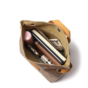 New Design Women Vintage <strong>Medium</strong> Tote Bags Waxed Waterproof Canvas Leather Laptop <strong>Handbag</strong> - Product Image 6