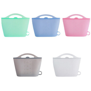 Sacs de conservation alimentaire en silicone 1000 ml rectangulaires avec poignée et couvercle à clipser pour pique-nique et congélation - Product Image 5