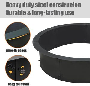 Outdoor Smokeless Alloy Steel Fire Pit Ring Round <b>Firepit</b> Rim Insert for Outdoor Above or In-Ground Mail Order Packing - Product Image 4
