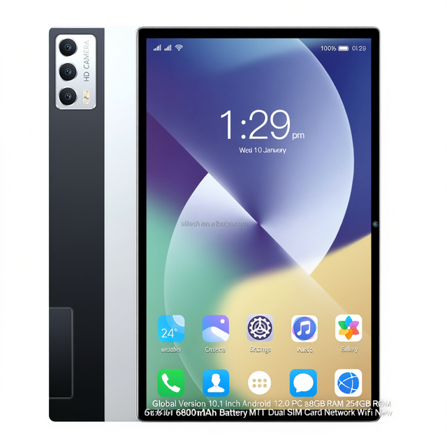 Global Version 10.1 Inch Android 12.0 Full Screen Tablet PC 8GB RAM 256GB ROM 6800mAh Battery MTK Dual SIM Card Network Wifi New