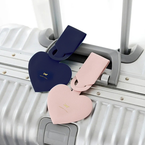 Étiquette de bagage en cuir en forme de cœur simple pour femme, porte-adresse d'identification pour valise de voyage, étiquette de bagage portable pour filles - Product Image 4