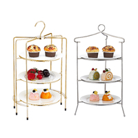 Support à dessert plaqué or Offres Spéciales présentoir thé de l'après-midi plateau à dessert à 3 niveaux plateau alimentaire pour banquet/mariage/fête