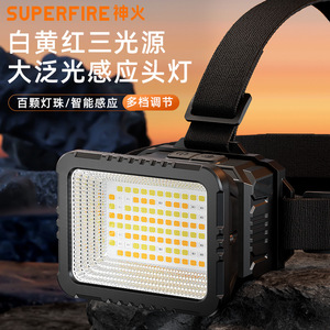 Superfire Headlamp 3000mAh Rechargeable Led <b>Light</b> <b>Sensor</b> Outdoor Adventure Lighting - Product Image 1