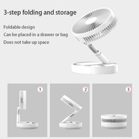 Ventilateur de bureau portable avec ventilateur de sol pliable et relevable, capacité de la batterie de 7200 mAh pouvant être utilisée comme une banque d'alimentation d'urgence