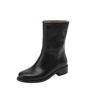 Sepatu Bootie Hak Tebal Anti-Selip Model Slip-On Ujung Bulat