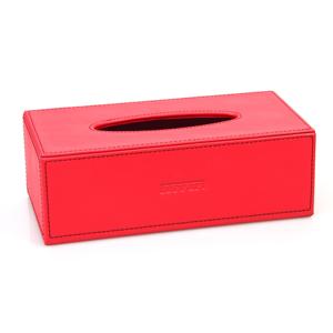 Support de mouchoirs en cuir PU rouge gaufré avec logo + MDF pour <span class=keywords><strong>voiture</strong></span>, boîte à mouchoirs en cuir, vente en gros - Product Image 1