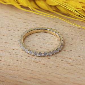 Pastone ghiacciato Moissanite 2mm di pietre rotonde anello anello Vvs anello di corrispondenza con diamante anello di fidanzamento di nozze regalo di gioielli per anniversario - Product Image 6