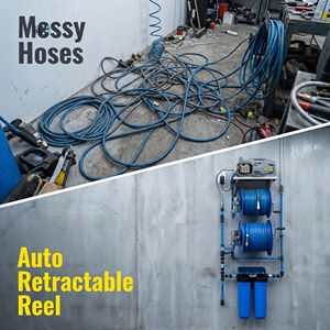 PB-Pro-001 Lavadora de Autos Montada en Pared 3kW 165Bar con Carrete de <span class=keywords><strong>Manguera</strong></span> de Filtración de Agua de Alta Presión, Equipo de Detallado Automotriz, Estación de Detallado - Product Image 4