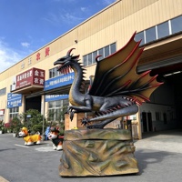 Modèle de dinosaure animatronique pour parc d'attractions extérieur, dragon occidental réaliste personnalisé avec capteur infrarouge pour parc à thème