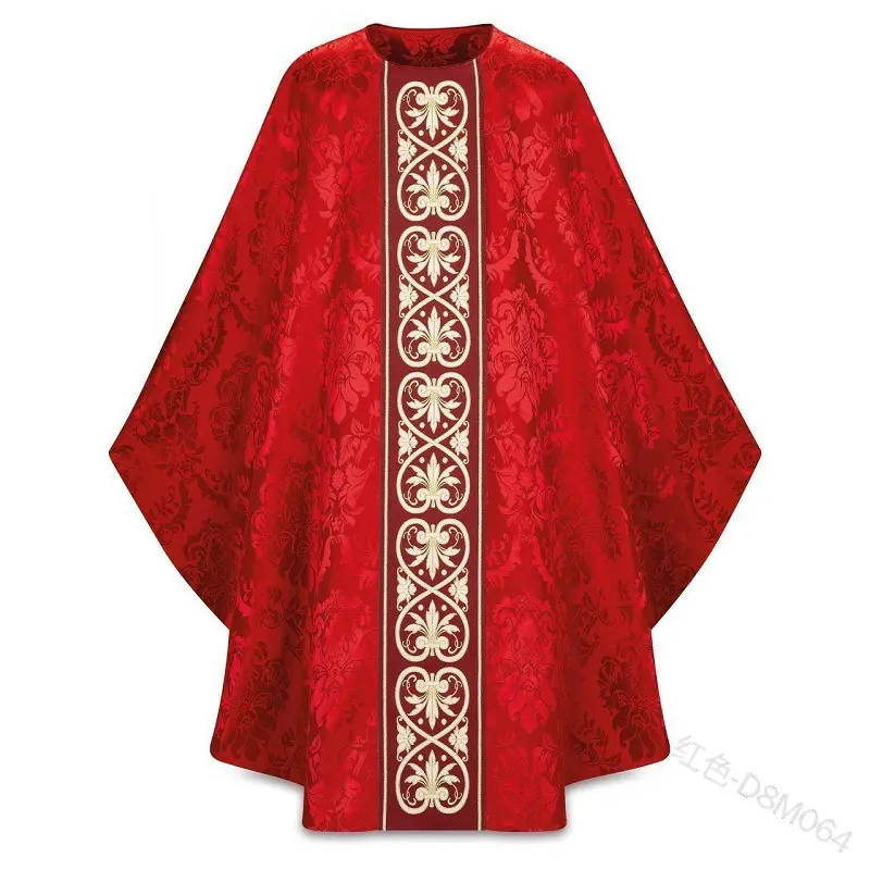 Men's Church Pastor Celebrant Chasuble Priest Vintage Robe Gown Cape Cassock Vestment White Red Green Purple