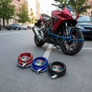 Lucchetto per moto Mnj 22x100mm con cavo in acciaio e catena di sicurezza per motociclette - Product Image 3