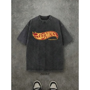 เสื้อยืดฮิปฮอปทรงบ็อกซี่พิมพ์ลายกราฟิกแบบหนาพิเศษ 1 ตัว เสื้อยืดคอตตอนเปล่าคุณภาพสูงสั่งทำได้ สตรีทแวร์โอเวอร์ไซส์แบบวินเทจ - Product Image 4