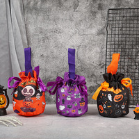 Sac cadeau d'Halloween le plus vendu, sac à bonbons en forme de citrouille avec cordon de serrage pour enfants, idéal pour les fêtes de déguisement et les cadeaux.