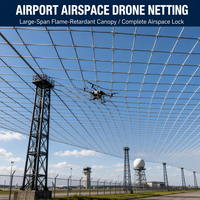 Filet anti-drone ignifuge à grande portée pour aéroports, barrière anti-drone, enclos aérospatial pour la protection du périmètre de la piste