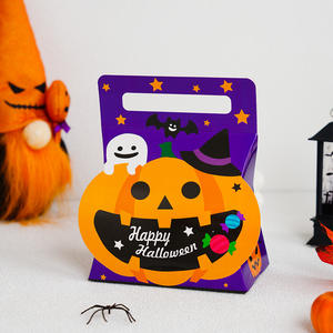 Подарочные коробки для конфет на Хэллоуин в виде тыквы и призрака, <span class=keywords><strong>2</strong></span> стиля, из переработанных материалов, с ручкой, ручной работы, с тиснением - Product Image 3