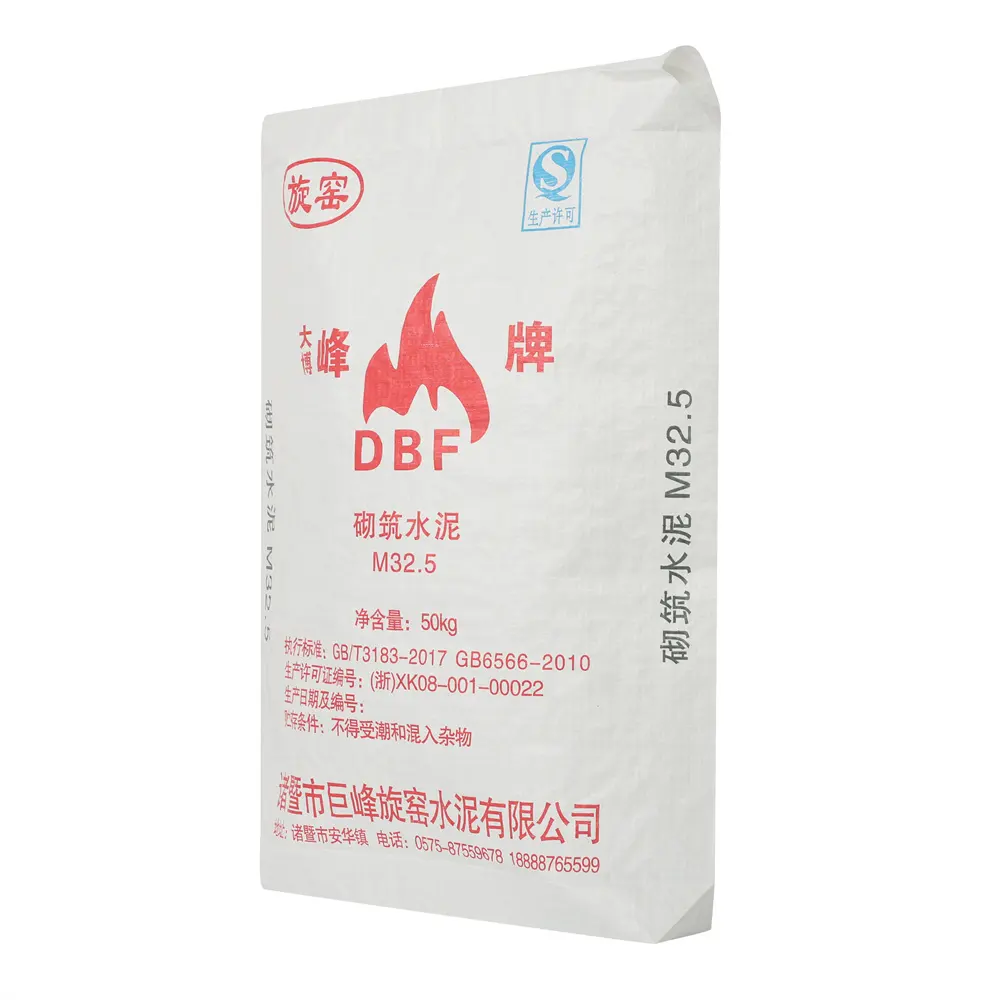 Tas semen PP kedap debu daur ulang populer untuk 25kg 50kg