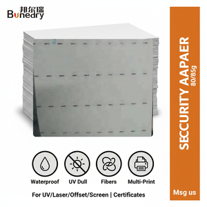 กระดาษกันน้ำสำหรับงานพิมพ์ความปลอดภัย A4 80g 85g ปราศจากแป้งเคลือบ UV ด้าน พร้อมเส้นใยเรืองแสง สำหรับเครื่องพิมพ์ออฟเซ็ต เลเซอร์ และ UV - Product Image 2