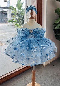 ชุดเดรสสั้นเอลซ่าลายการ์ตูนสำหรับเด็กผู้หญิงชุดเจ้าหญิงกระโปรงผ้าโปร่งผลิตในเวียดนาม - Product Image 2