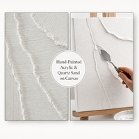 Peintures et arts muraux en gros, grand format encadré, prêts à accrocher, faits à la main, texture sable de quartz, toile blanche, impasto 3D, pour salon