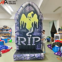 Pierre tombale gonflable RIP Reaper pour fête d'Halloween, décoration de jardin ou maison hantée