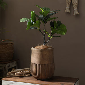 उच्च गुणवत्ता वाले घर के बगीचे के फर्श संयंत्र के बर्तन सफेद बेज फाइबर मिट्टी न्यूनतम डिजाइन बड़ा आउटडोर - Product Image 5