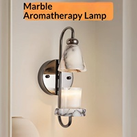 Lampe chauffe-cire murale STONEKOCC en marbre Calacatta Viola naturel fait main, écologique, de luxe, pour aromathérapie