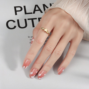 Anillo Giratorio con Cuentas en Forma de Estrella, Bañado en Oro, Acabado Cepillado, Diseño Abierto Ajustable, Joyería para Aliviar la Ansiedad - Product Image 3