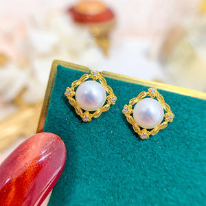 Pendientes de Plata Fina S925 WENCHI con Accesorios DIY para Perlas, Bandeja Vacía para Perlas Redondas de 7-9mm, Joyería de Encaje China 11215 - Product Image 4