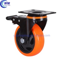 Roues de chariot industrielles en caoutchouc Pengxing 100 mm (4 pouces) pour établi, roulettes à frein central, roulettes robustes