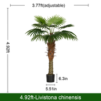 Grand palmier Robusta artificiel certifié anti-UV de 2 m pour intérieur et extérieur, décoratif en plastique, économique, pour anniversaire et aménagement paysager