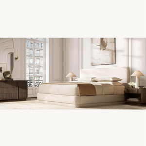 Sassanid OEM, Новое поступление, американский белый дуб, набор для спальни, коллекция, кровать с полностью обивкой из ткани - Product Image 1