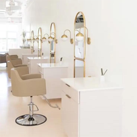 Ensemble Fauteuils de Coiffure en Cuir pour Salon de Coiffure et Spa, Fauteuils Coiffeur Tendance Style Loft avec Miroir de Barbier pour Mobilier de Salon
