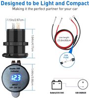 Prise USB 12V 36W à double charge rapide 3.0 avec interrupteur tactile et voltmètre LED pour voitures, bateaux, camping-cars, camions, motos