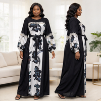 Nouvelle Robe Longue Décontractée à Col Rond et Manches Longues Imprimée pour Femme Musulmane, Vente en Gros, Tendance 26363-1